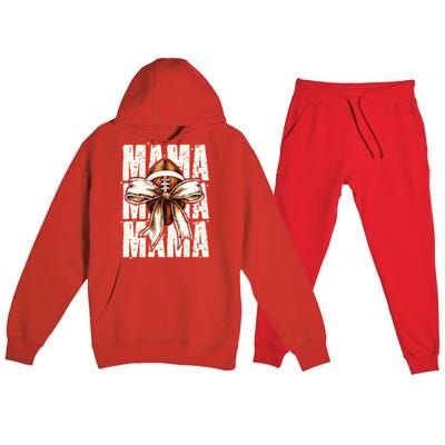 Football Mama Bow Fall Coquette Bow Premium Hooded Sweatsuit Set