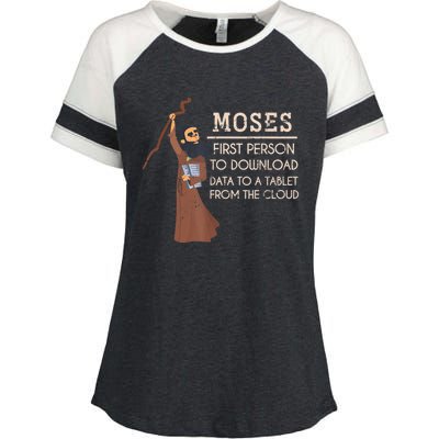 Faith Moses Bible Verse Funny Christian Prayer Enza Ladies Jersey Colorblock Tee