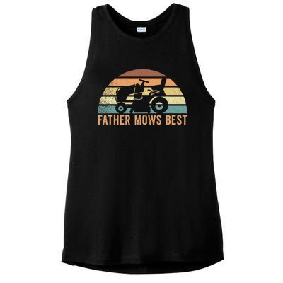 Father Mows Best Lawn Care Dad Mowing Gardener FatherS Day Ladies PosiCharge Tri-Blend Wicking Tank