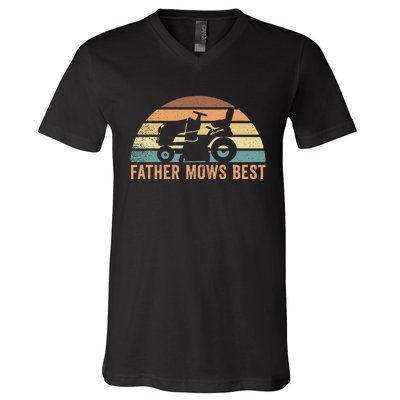 Father Mows Best Lawn Care Dad Mowing Gardener FatherS Day V-Neck T-Shirt