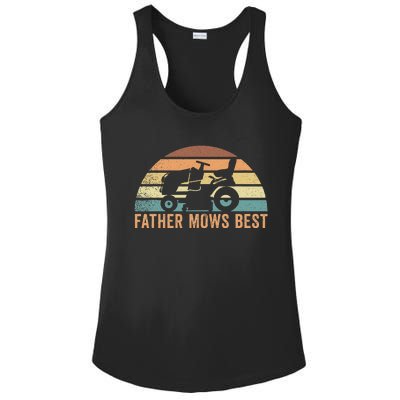 Father Mows Best Lawn Care Dad Mowing Gardener FatherS Day Ladies PosiCharge Competitor Racerback Tank