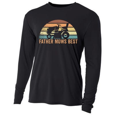 Father Mows Best Lawn Care Dad Mowing Gardener FatherS Day Cooling Performance Long Sleeve Crew