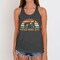 Father Mows Best Lawn Care Dad Mowing Gardener FatherS Day Women's Knotted Racerback Tank