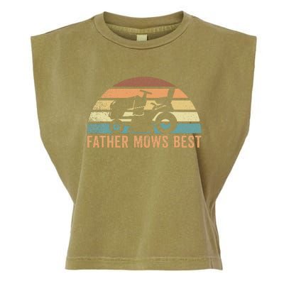 Father Mows Best Lawn Care Dad Mowing Gardener FatherS Day Garment-Dyed Women's Muscle Tee