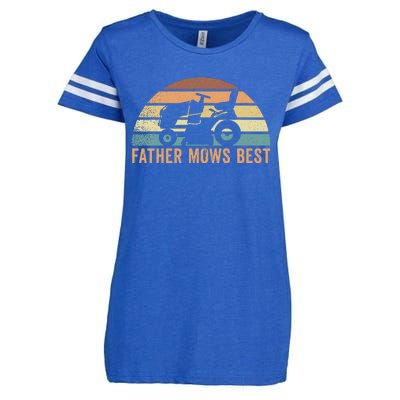 Father Mows Best Lawn Care Dad Mowing Gardener FatherS Day Enza Ladies Jersey Football T-Shirt