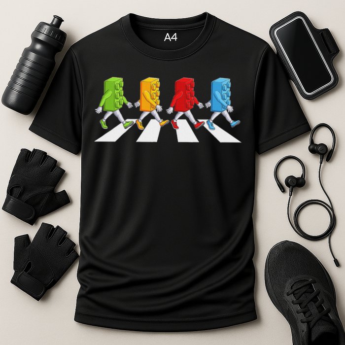 Funny Master Builder Brick Blocks Building Cooling Performance Crew T-Shirt