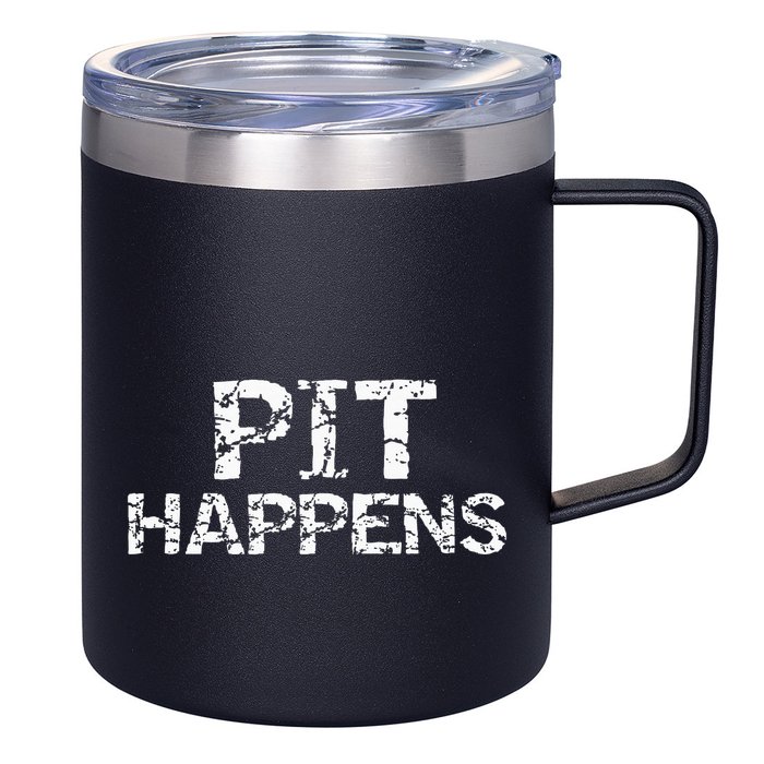 Funny Marching Band Percussion Pit Quote For Pit Happens 12oz Stainless Steel Coffee Mug