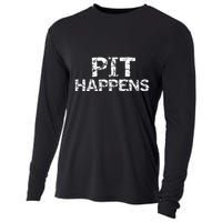 Funny Marching Band Percussion Pit Quote For Pit Happens Cooling Performance Long Sleeve Crew