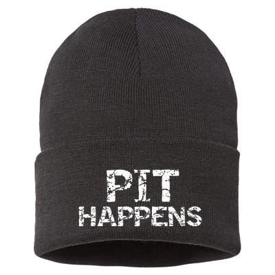 Funny Marching Band Percussion Pit Quote For Pit Happens Sustainable Knit Beanie