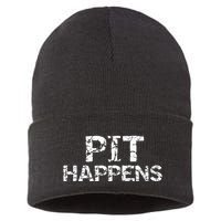 Funny Marching Band Percussion Pit Quote For Pit Happens Sustainable Knit Beanie