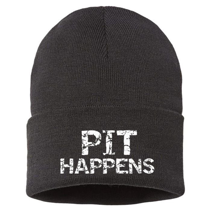 Funny Marching Band Percussion Pit Quote For Pit Happens Sustainable Knit Beanie