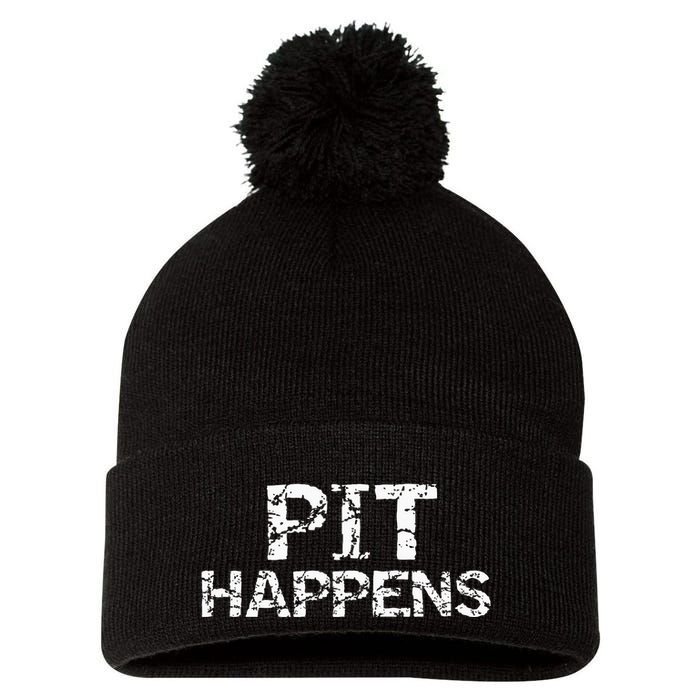 Funny Marching Band Percussion Pit Quote For Pit Happens Pom Pom 12in Knit Beanie