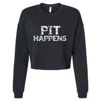 Funny Marching Band Percussion Pit Quote For Pit Happens Cropped Pullover Crew