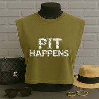 Funny Marching Band Percussion Pit Quote For Pit Happens Garment-Dyed Women's Muscle Tee