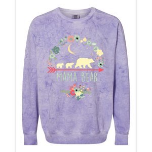 Floral Mama Bear With 2 Cubs Gift Colorblast Crewneck Sweatshirt