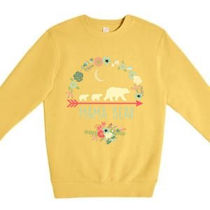 Floral Mama Bear With 2 Cubs Gift Premium Crewneck Sweatshirt