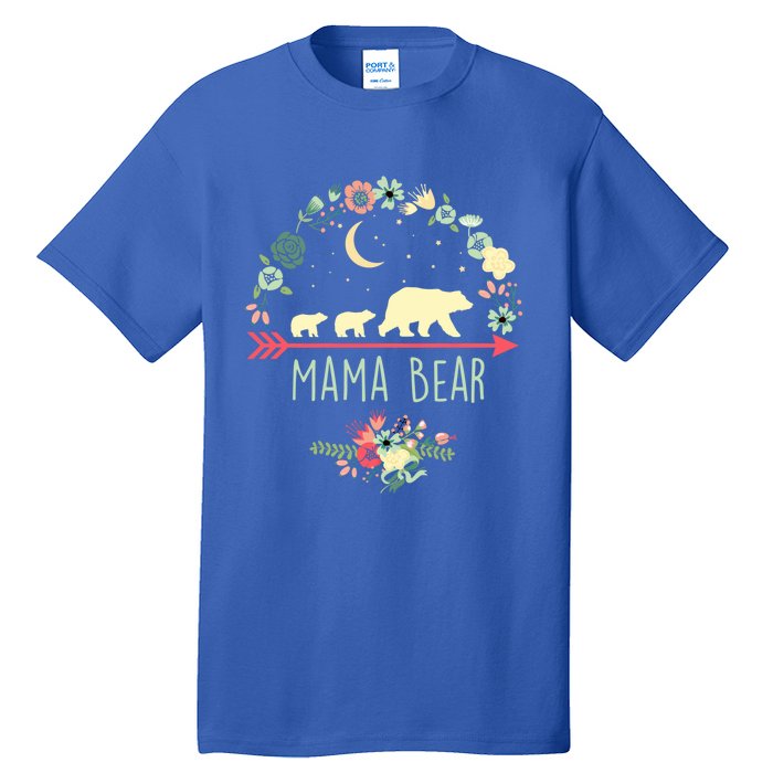 Floral Mama Bear With 2 Cubs Gift Tall T-Shirt