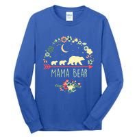 Floral Mama Bear With 2 Cubs Gift Tall Long Sleeve T-Shirt