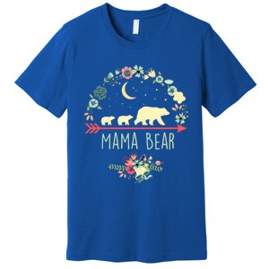 Floral Mama Bear With 2 Cubs Gift Premium T-Shirt