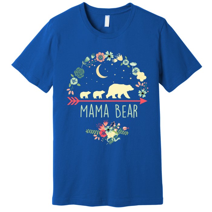 Floral Mama Bear With 2 Cubs Gift Premium T-Shirt