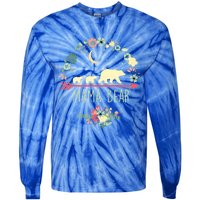 Floral Mama Bear With 2 Cubs Gift Tie-Dye Long Sleeve Shirt