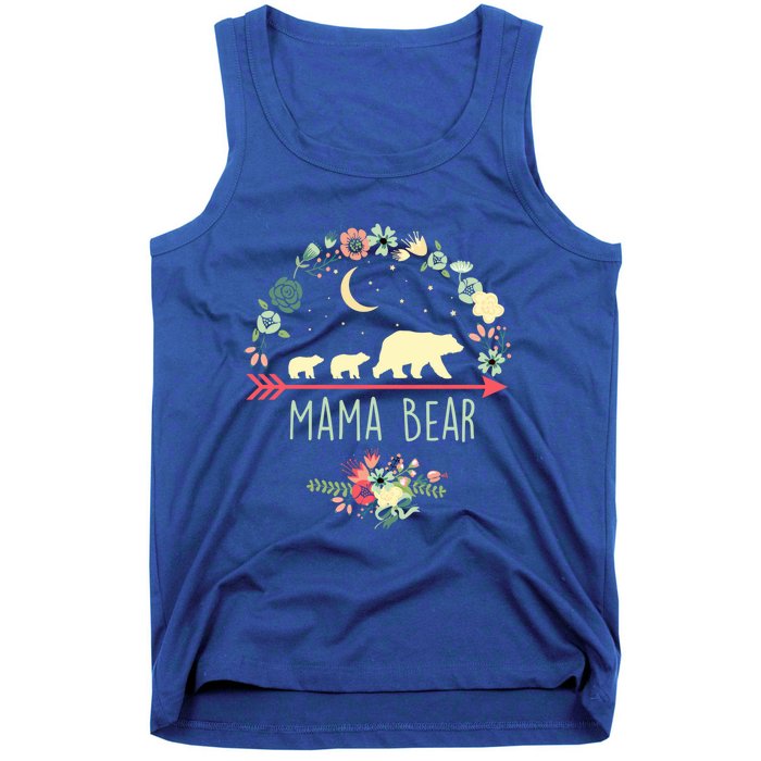 Floral Mama Bear With 2 Cubs Gift Tank Top