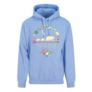 Floral Mama Bear With 2 Cubs Gift Unisex Surf Hoodie