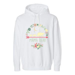 Floral Mama Bear With 2 Cubs Gift Garment-Dyed Fleece Hoodie