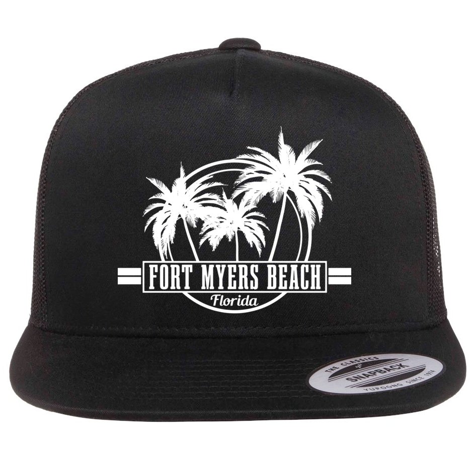 Fort Myers Beach Vintage Florida Surfer Gift Flat Bill Trucker Hat
