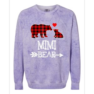 Funny Mimi Bear Red Buffalo Plaid Grandma Bear Christmas Pajama Colorblast Crewneck Sweatshirt