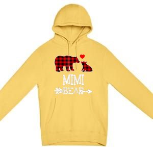 Funny Mimi Bear Red Buffalo Plaid Grandma Bear Christmas Pajama Premium Pullover Hoodie