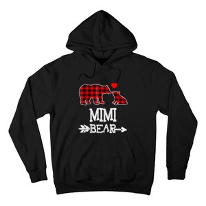 Funny Mimi Bear Red Buffalo Plaid Grandma Bear Christmas Pajama Hoodie