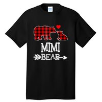 Funny Mimi Bear Red Buffalo Plaid Grandma Bear Christmas Pajama Tall T-Shirt