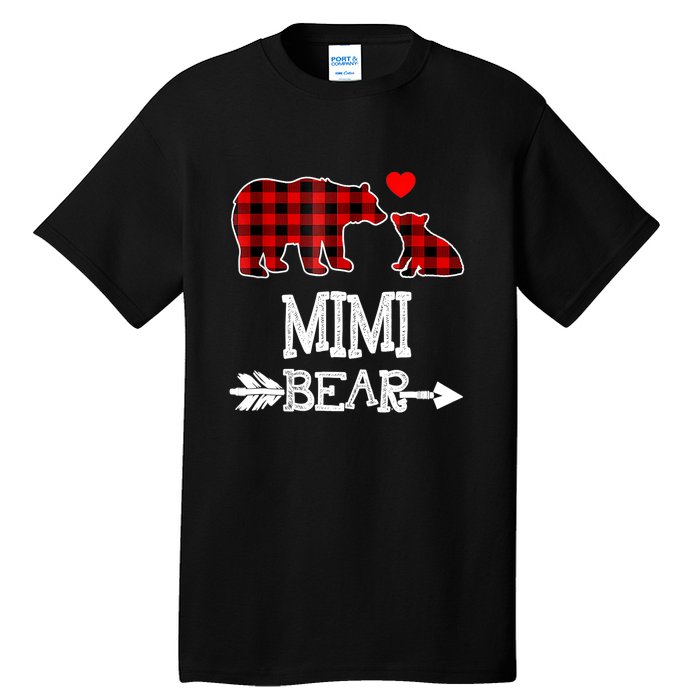 Funny Mimi Bear Red Buffalo Plaid Grandma Bear Christmas Pajama Tall T-Shirt