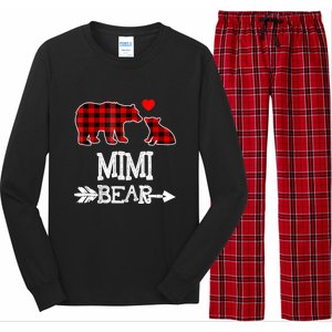 Funny Mimi Bear Red Buffalo Plaid Grandma Bear Christmas Pajama Long Sleeve Pajama Set