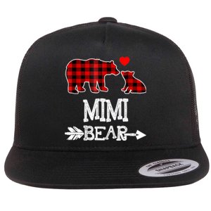 Funny Mimi Bear Red Buffalo Plaid Grandma Bear Christmas Pajama Flat Bill Trucker Hat