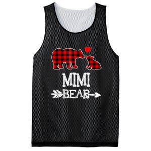 Funny Mimi Bear Red Buffalo Plaid Grandma Bear Christmas Pajama Mesh Reversible Basketball Jersey Tank