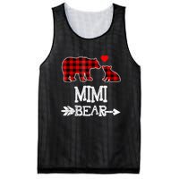 Funny Mimi Bear Red Buffalo Plaid Grandma Bear Christmas Pajama Mesh Reversible Basketball Jersey Tank