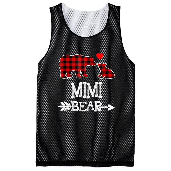 Funny Mimi Bear Red Buffalo Plaid Grandma Bear Christmas Pajama Mesh Reversible Basketball Jersey Tank