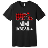 Funny Mimi Bear Red Buffalo Plaid Grandma Bear Christmas Pajama Premium T-Shirt