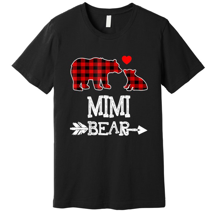 Funny Mimi Bear Red Buffalo Plaid Grandma Bear Christmas Pajama Premium T-Shirt