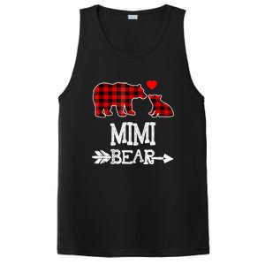 Funny Mimi Bear Red Buffalo Plaid Grandma Bear Christmas Pajama PosiCharge Competitor Tank