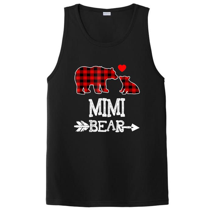 Funny Mimi Bear Red Buffalo Plaid Grandma Bear Christmas Pajama PosiCharge Competitor Tank