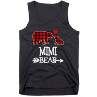 Funny Mimi Bear Red Buffalo Plaid Grandma Bear Christmas Pajama Tank Top