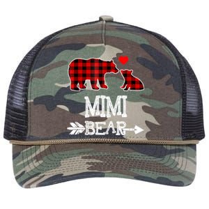 Funny Mimi Bear Red Buffalo Plaid Grandma Bear Christmas Pajama Retro Rope Trucker Hat Cap