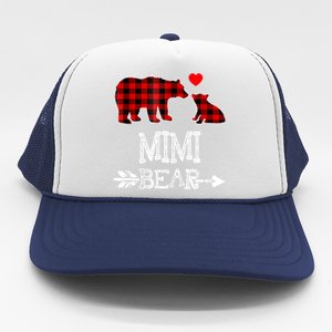 Funny Mimi Bear Red Buffalo Plaid Grandma Bear Christmas Pajama Trucker Hat