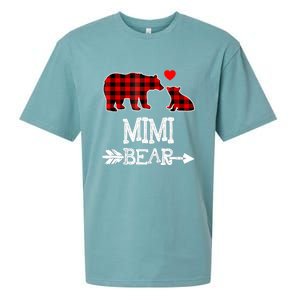 Funny Mimi Bear Red Buffalo Plaid Grandma Bear Christmas Pajama Sueded Cloud Jersey T-Shirt