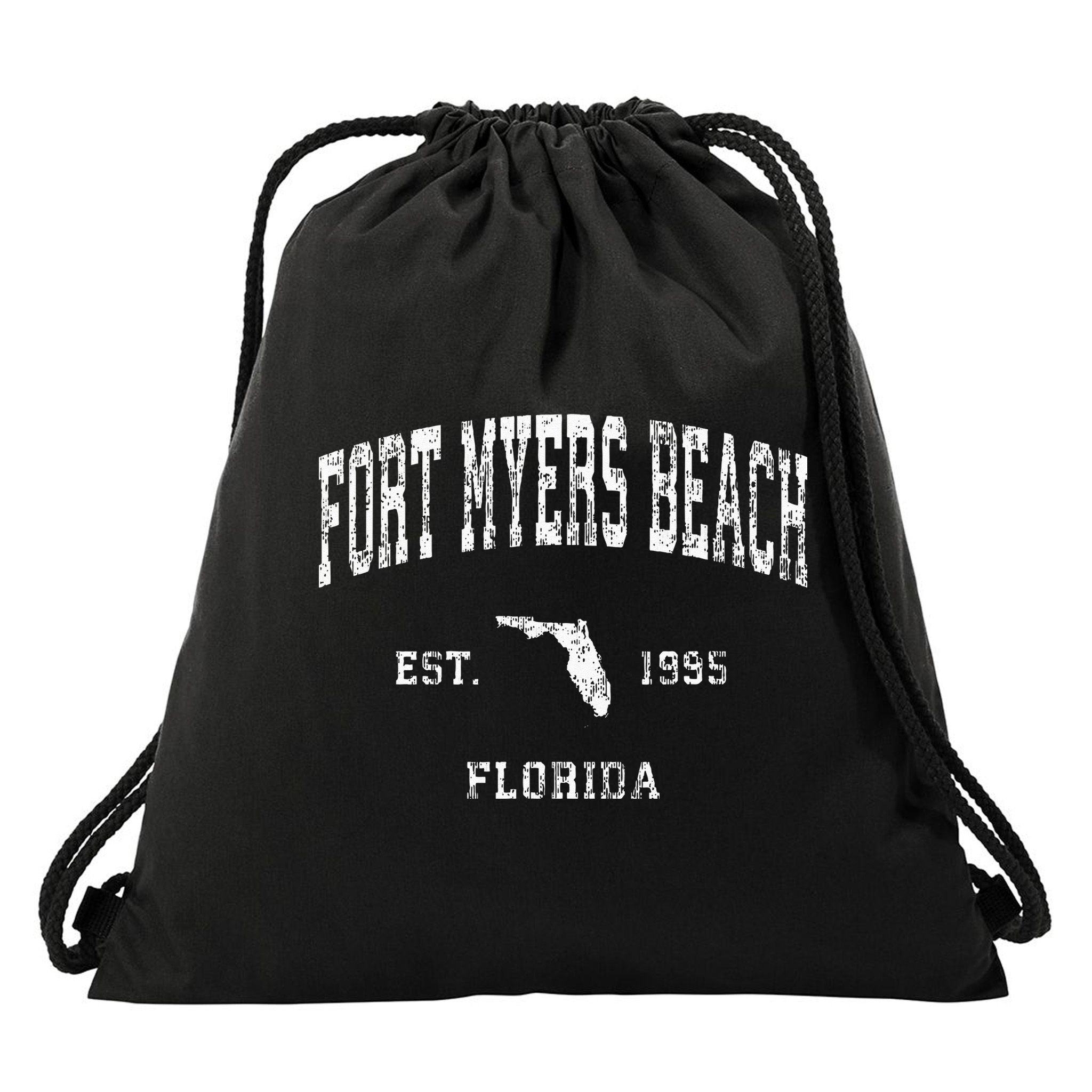 Fort Myers Beach Florida FL Vintage Athletic Sports Drawstring Bag