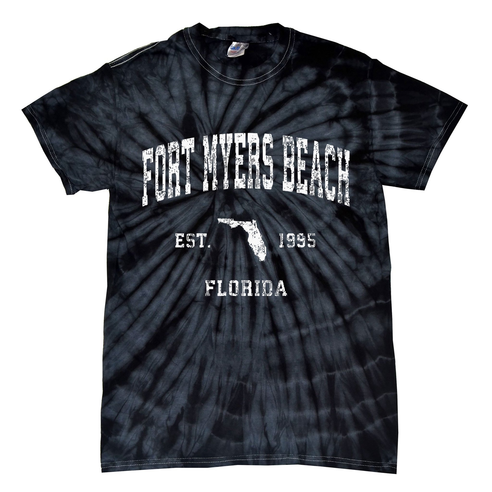 Fort Myers Beach Florida FL Vintage Athletic Sports Tie-Dye T-Shirt