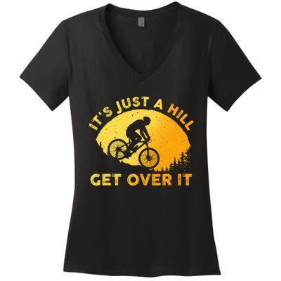 Funny Mountain Biking Trail Mountain Bike Women's V-Neck T-Shirt